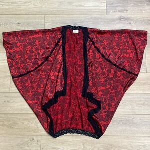 Vintage Victoria's Secret Gold Label‎ Satin Lace Bed Jacket Red Whimsigoth